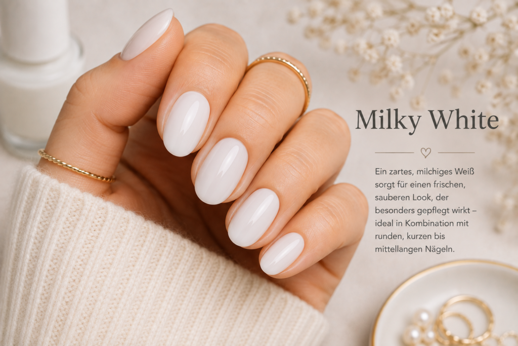 ALT: Runde Nägel Milky White Design