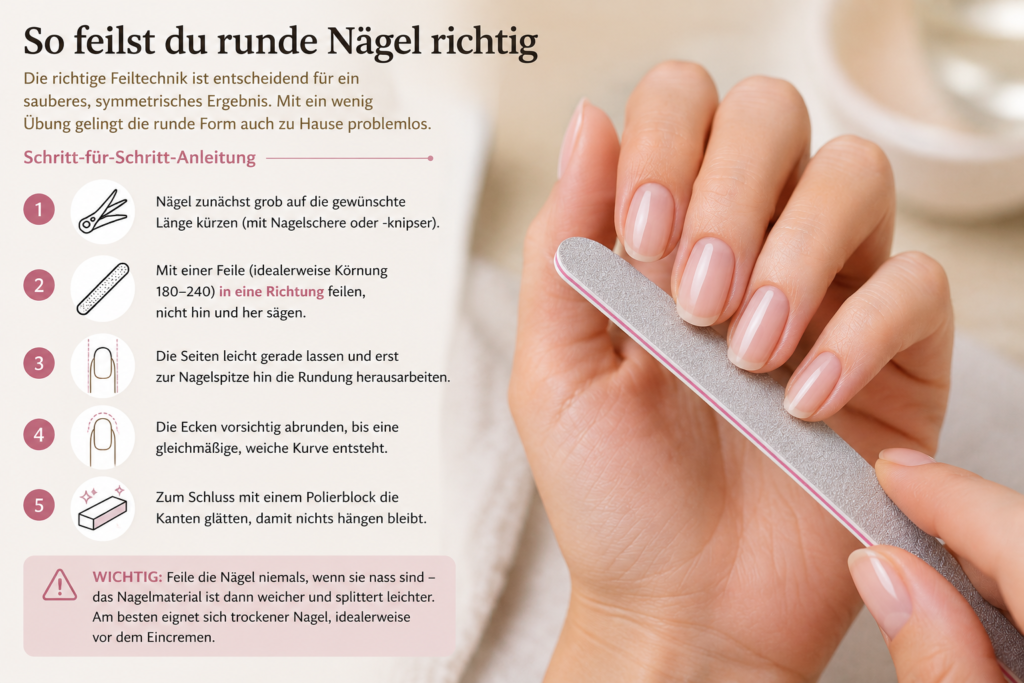 Runde Nägel feilen Anleitung