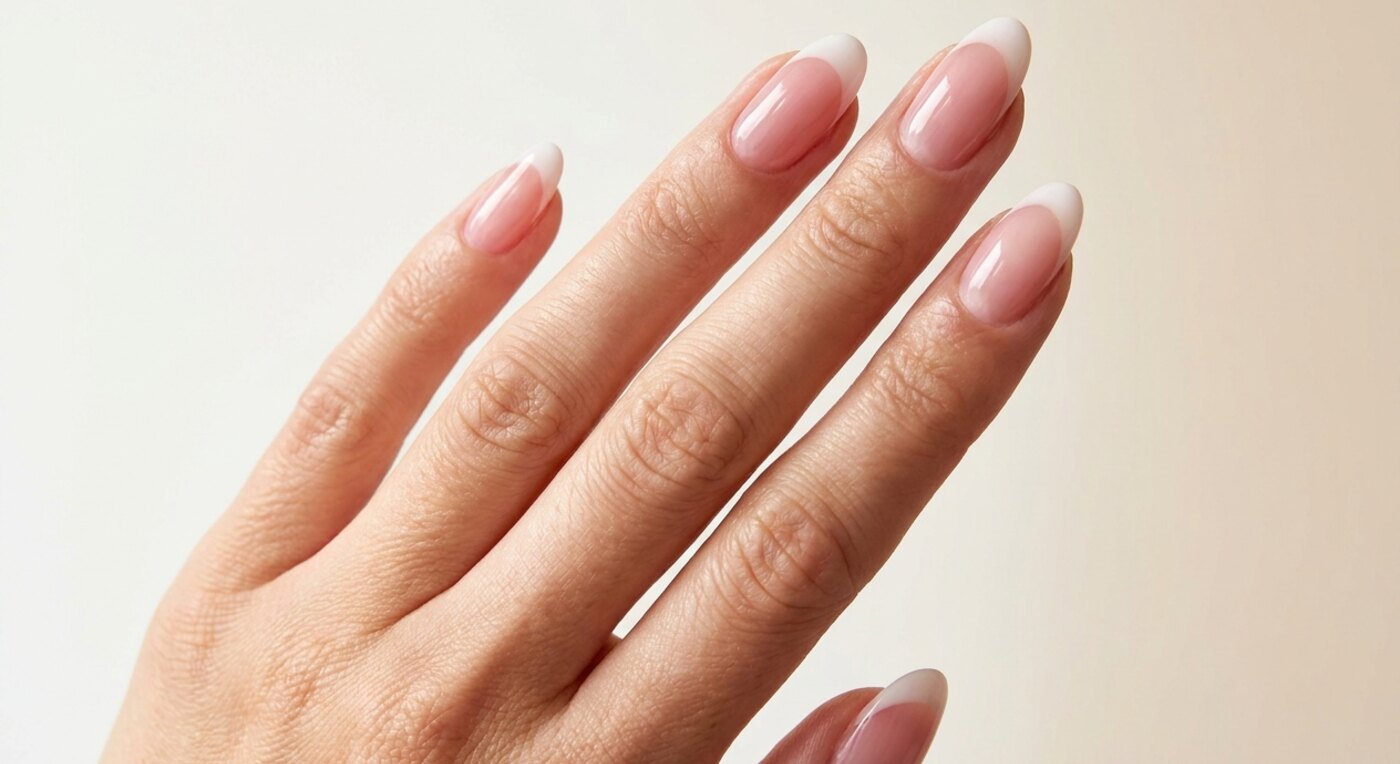 Pink French Nails auf mittellangen Nägeln für den Schulstart