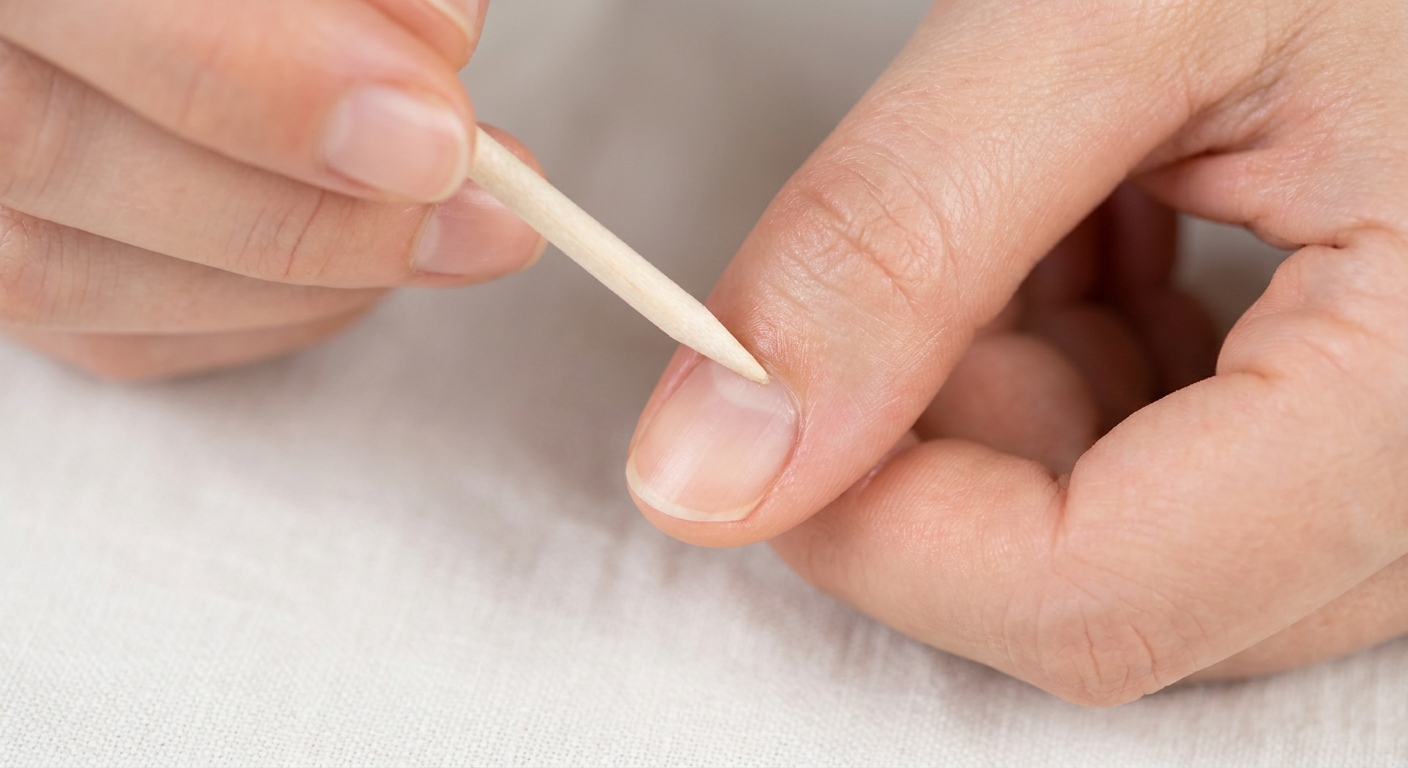 Nagelhaut mit Rosenholzstäbchen sanft zurückschieben
