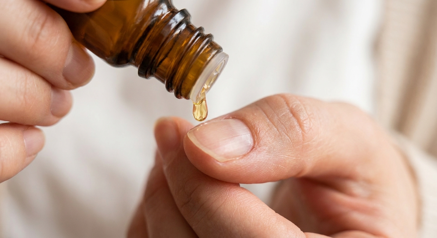 Nagelöl auf die Nagelhaut auftragen und einmassieren
